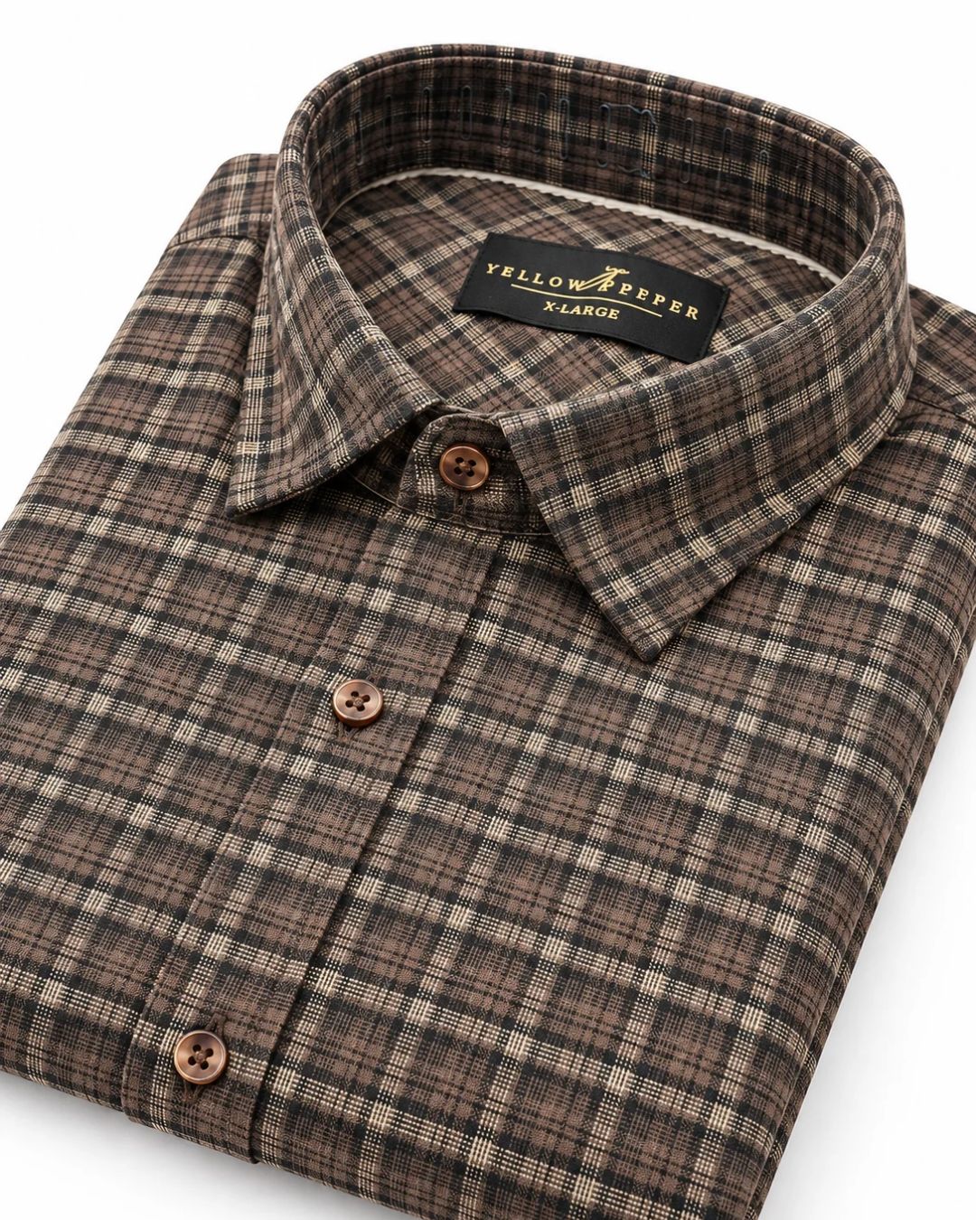Men’s Brown Checked Casual Shirt