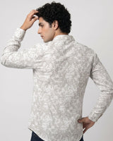 Men’s Off White and Grey Printed Shirt