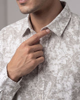 Men’s Off White and Grey Printed Shirt