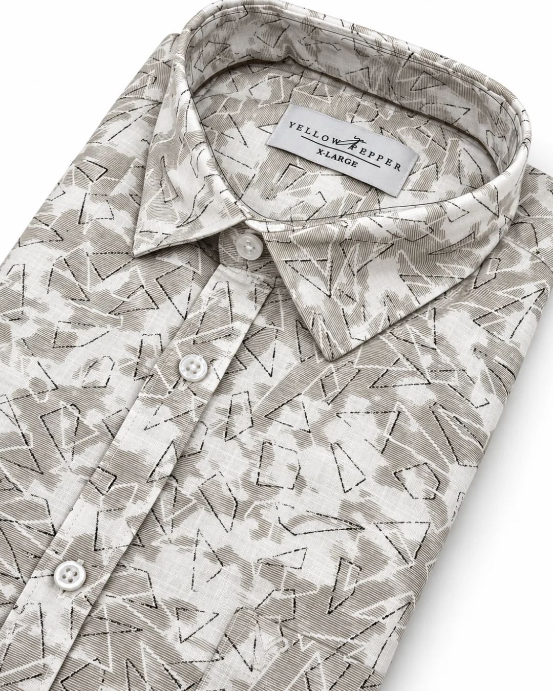 Men’s Off White and Grey Printed Shirt