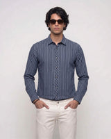 Men’s Navy Blue Vertical Striped Shirt