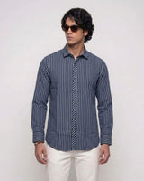 Men’s Navy Blue Vertical Striped Shirt