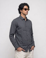 Men’s Black Self-Design Shirt