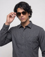 Men’s Black Self-Design Shirt