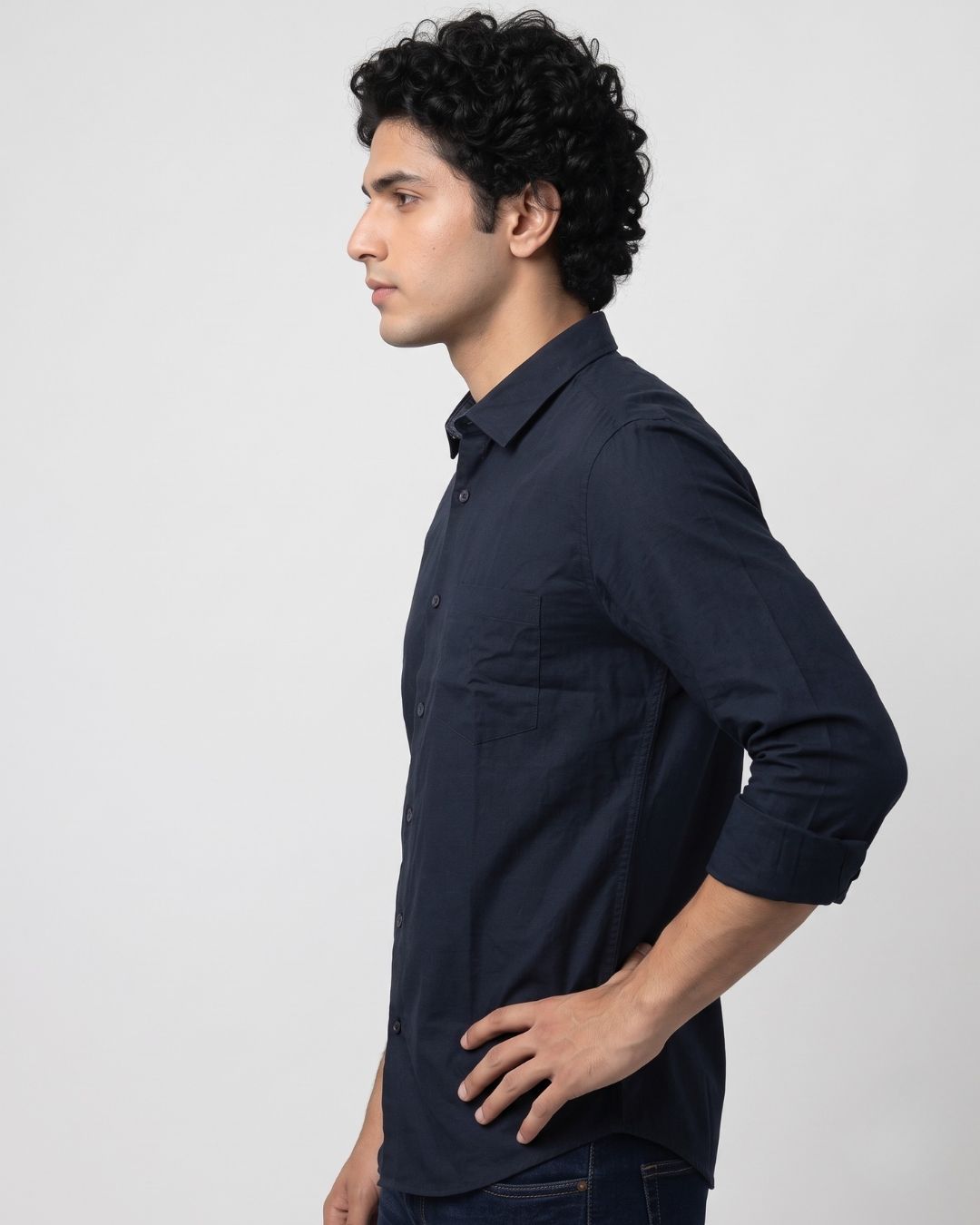Men’s Navy Blue Solid Shirt