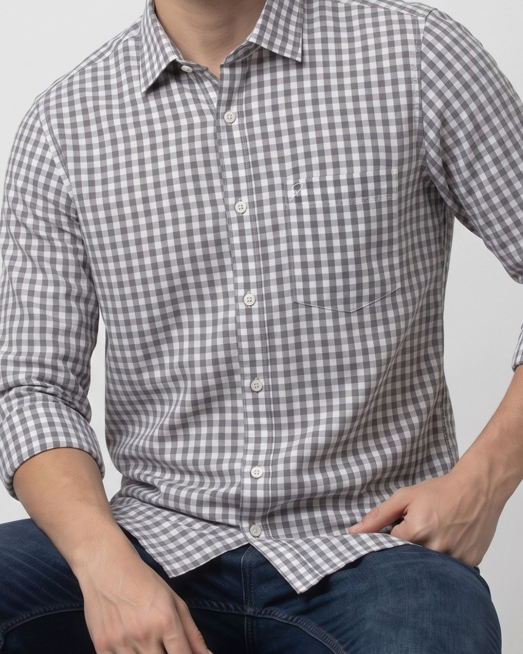 Men’s Grey and White Check Shirt