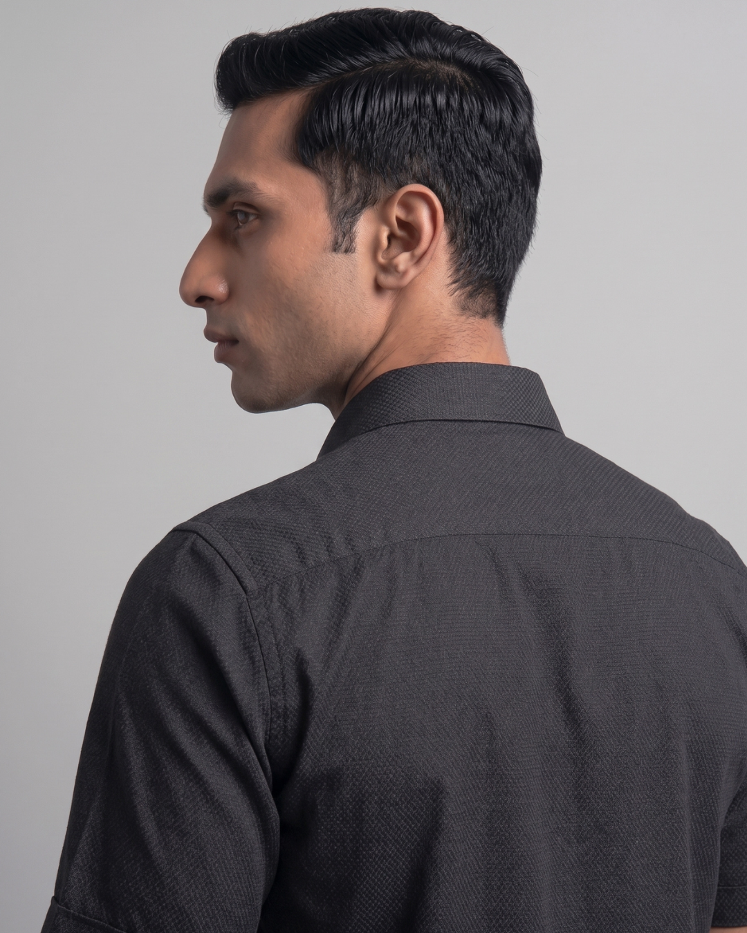 Men’s Black Half-Sleeve Smart Casual Shirt