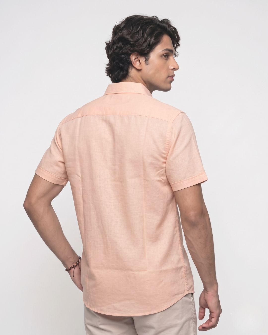 Men’s Peach Half-Sleeve Casual Shirt