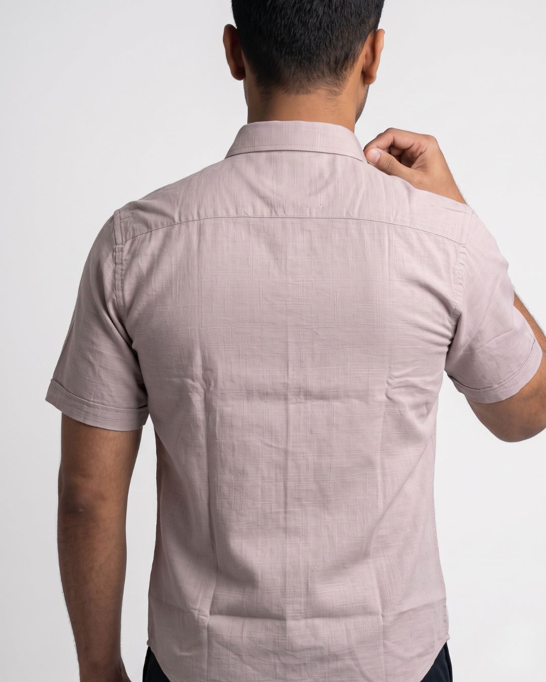 Men’s Light Pink Half-Sleeve Casual Shirt