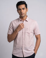 Men’s Light Pink Half-Sleeve Casual Shirt