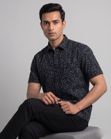 Men’s Black Half-Sleeve Casual Shirt