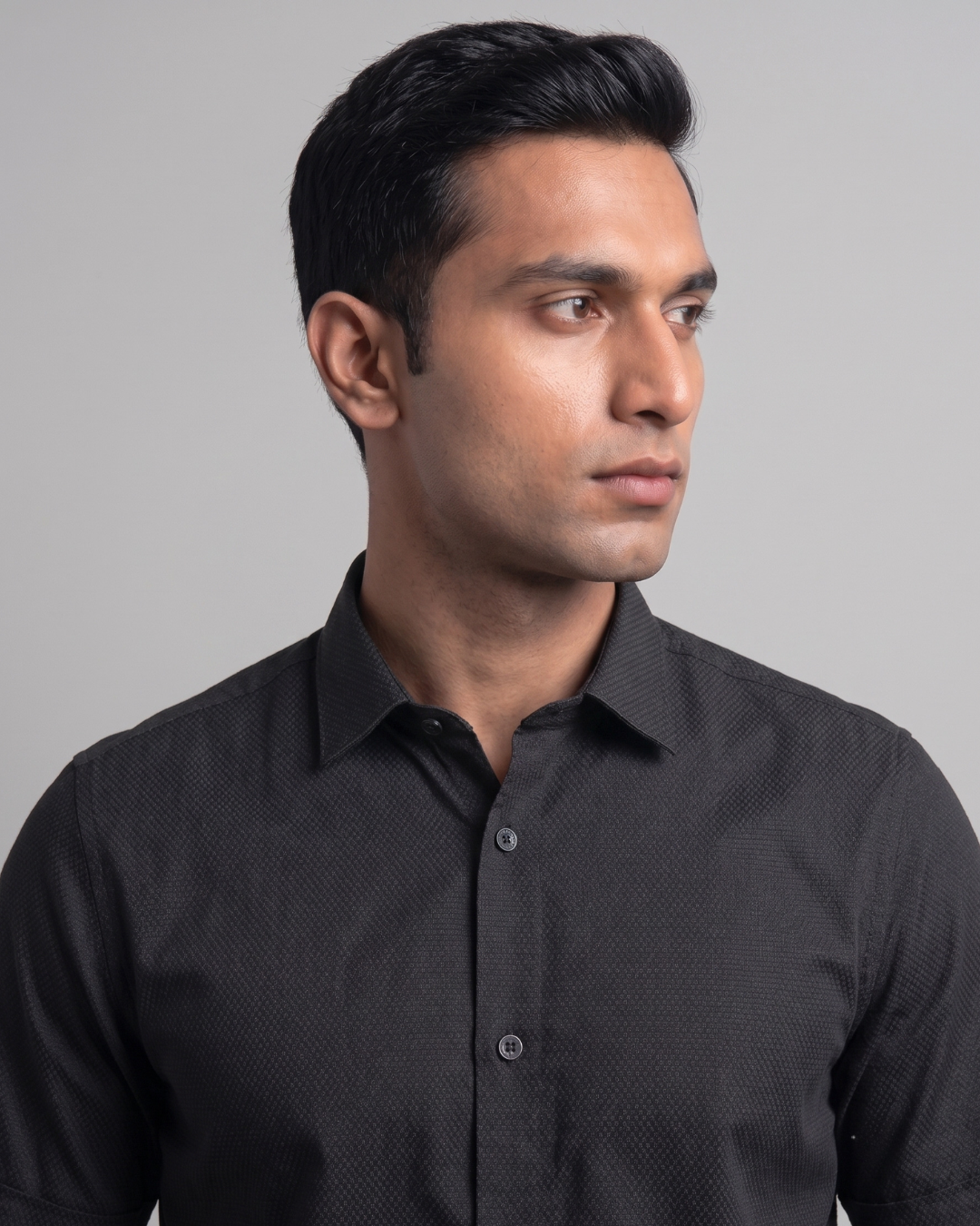 Men’s Black Half-Sleeve Smart Casual Shirt
