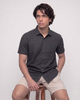 Men’s Black Half-Sleeve Casual Shirt