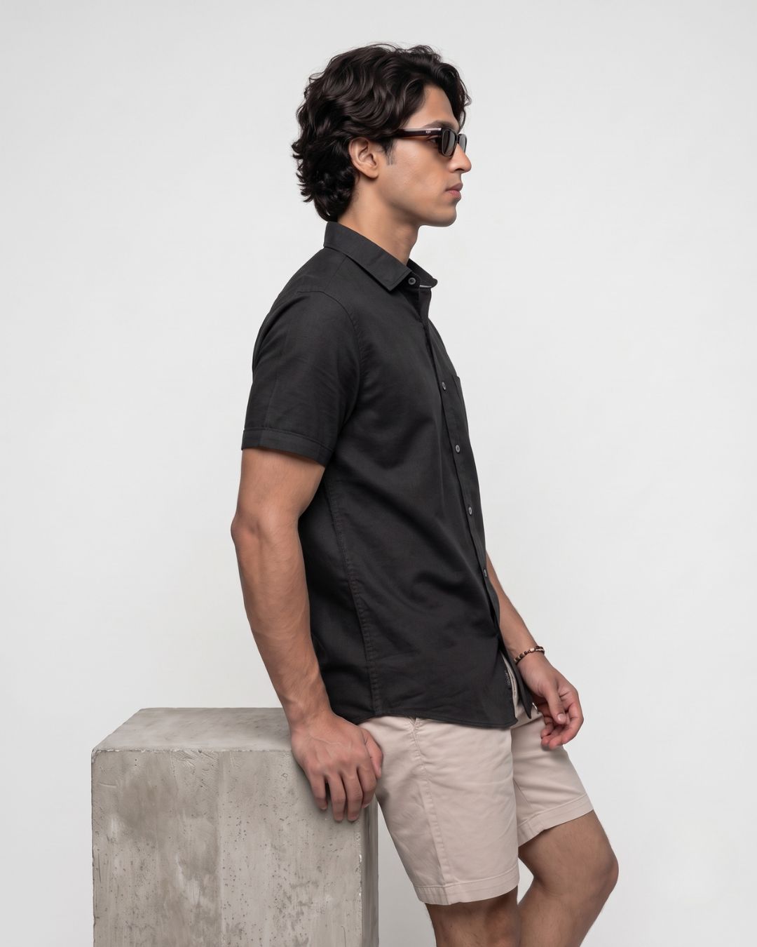 Men’s Black Half-Sleeve Casual Shirt