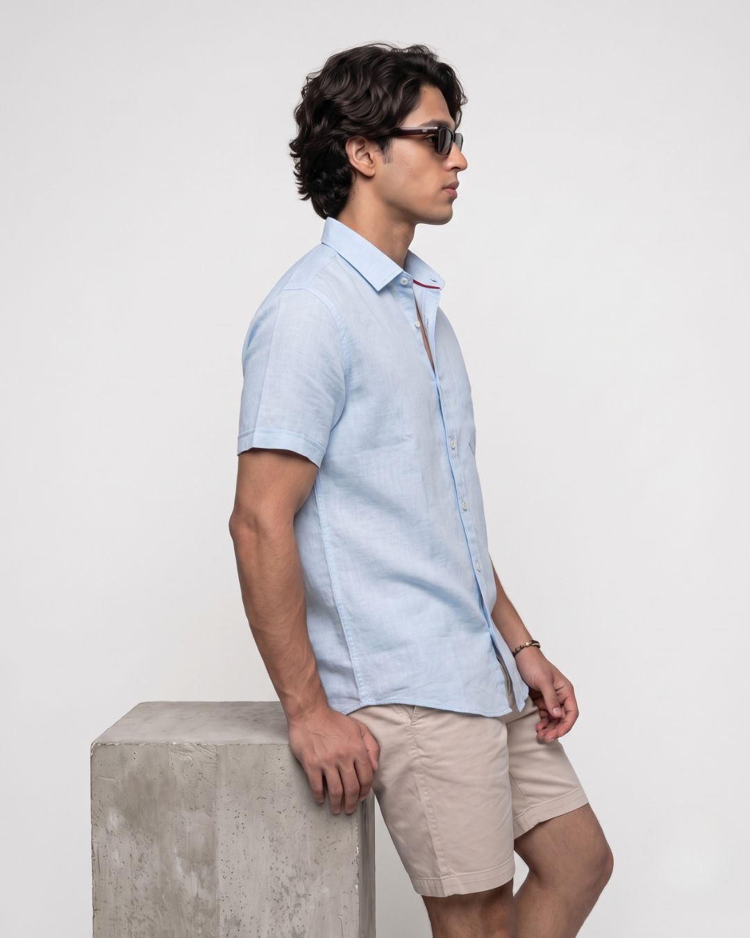 Men’s Sky Blue Half-Sleeve Casual Shirt