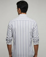White & Grey Striped Shirt for Men