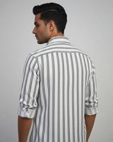 White & Grey Striped Shirt for Men
