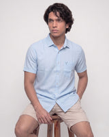 Men’s Sky Blue Half-Sleeve Casual Shirt