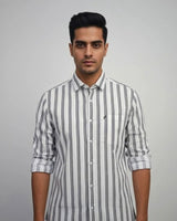 White & Grey Striped Shirt for Men