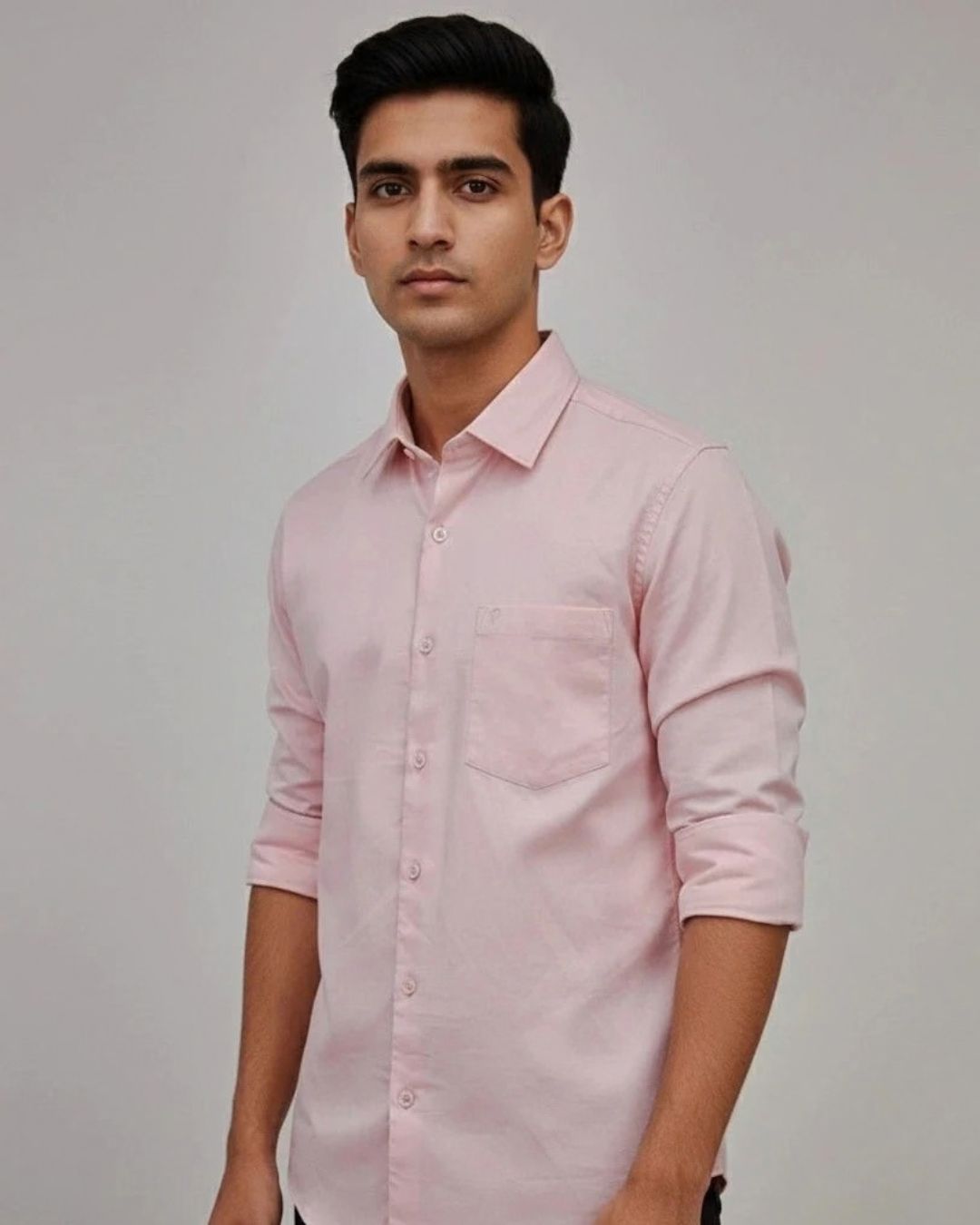 Men’s Light Pink Solid Shirt