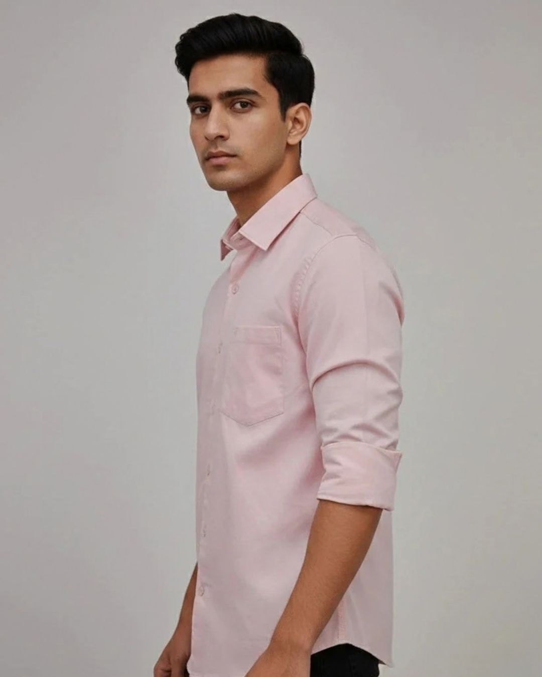 Men’s Light Pink Solid Shirt