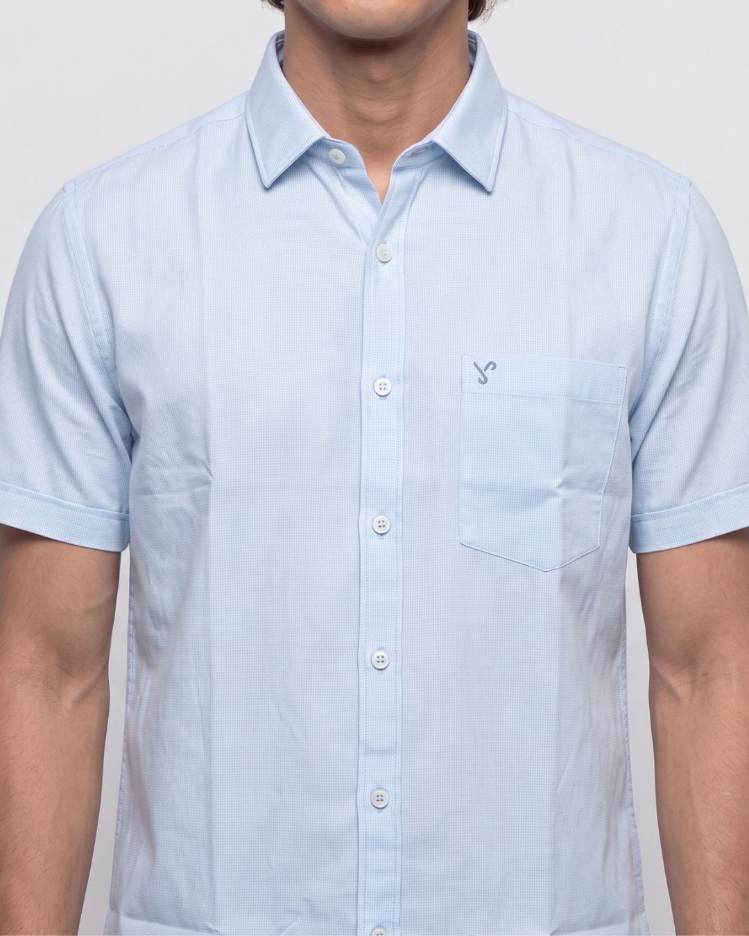 Men’s Sky Blue Half-Sleeve Casual Shirt
