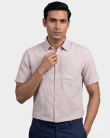 Men’s Light Pink Half-Sleeve Casual Shirt