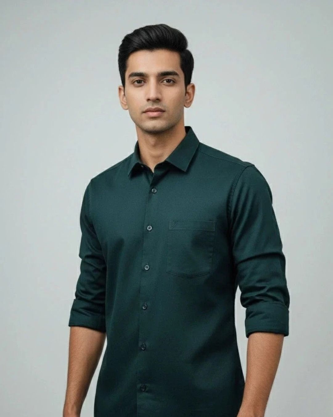 Men's Classic Bottle Green Solid Shirt