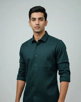 Men's Classic Bottle Green Solid Shirt