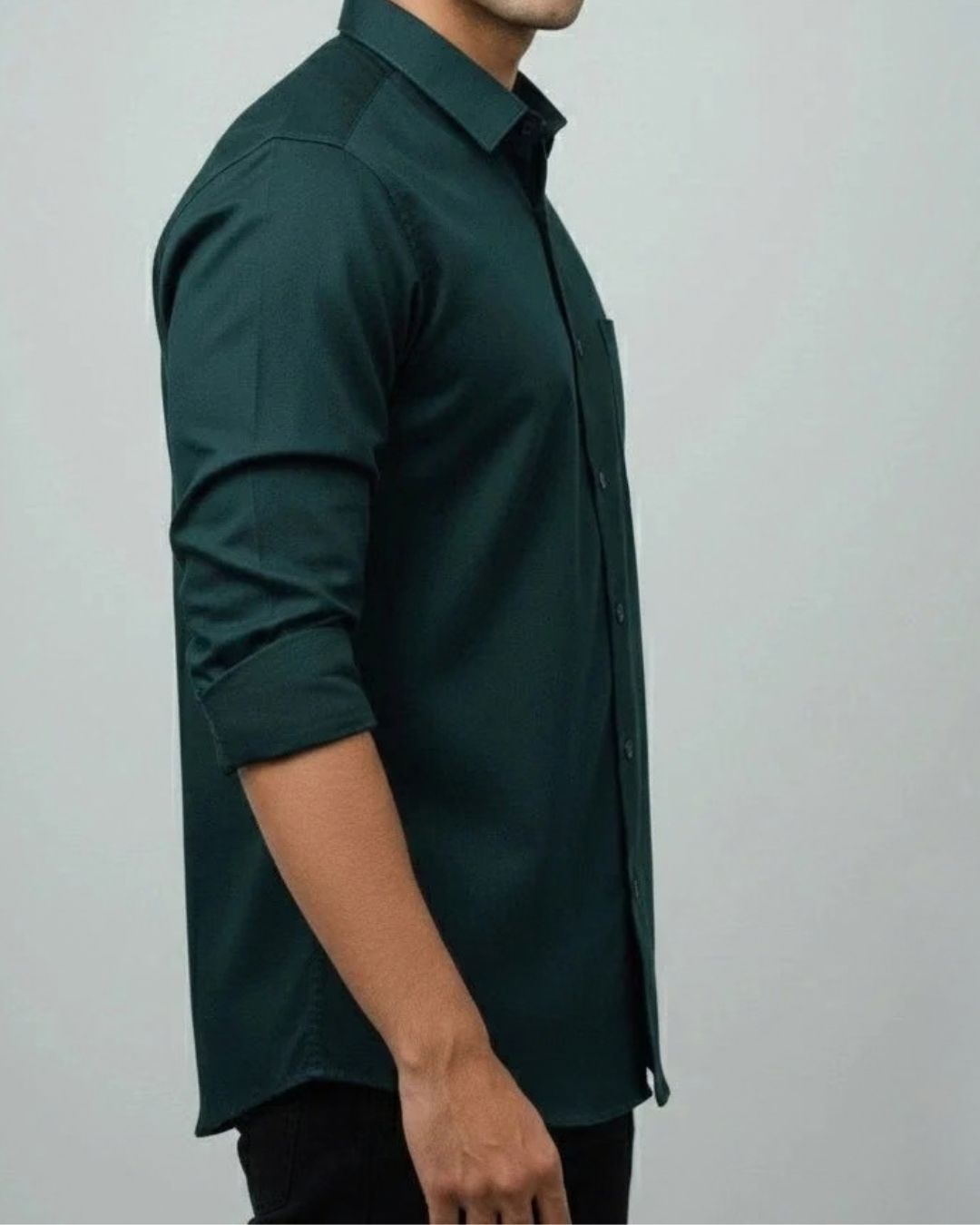 Men's Classic Bottle Green Solid Shirt