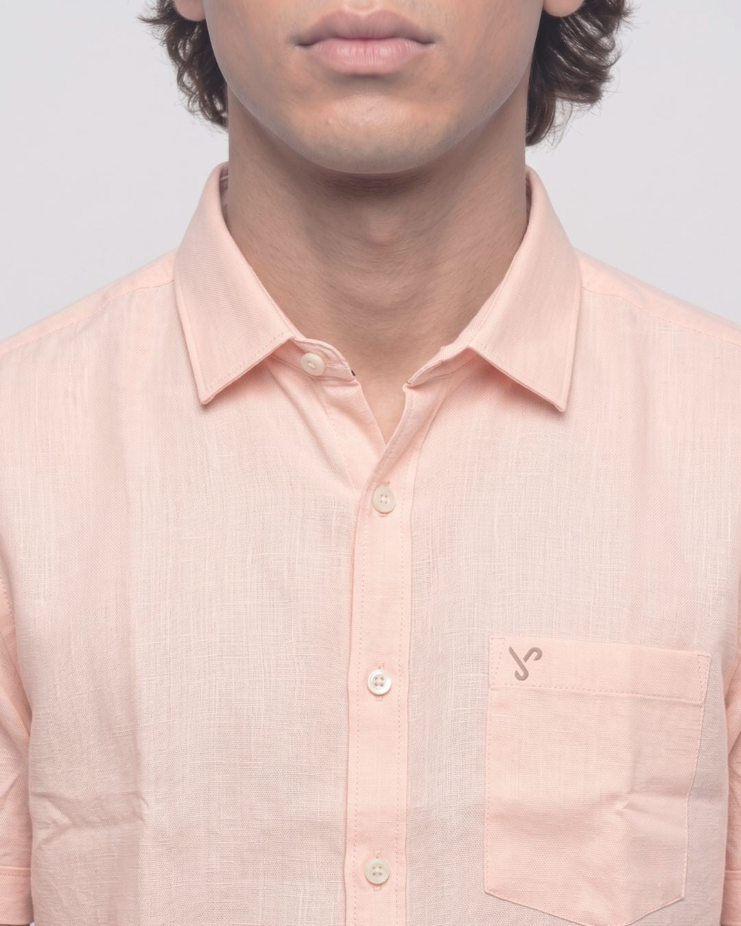 Men’s Peach Half-Sleeve Casual Shirt