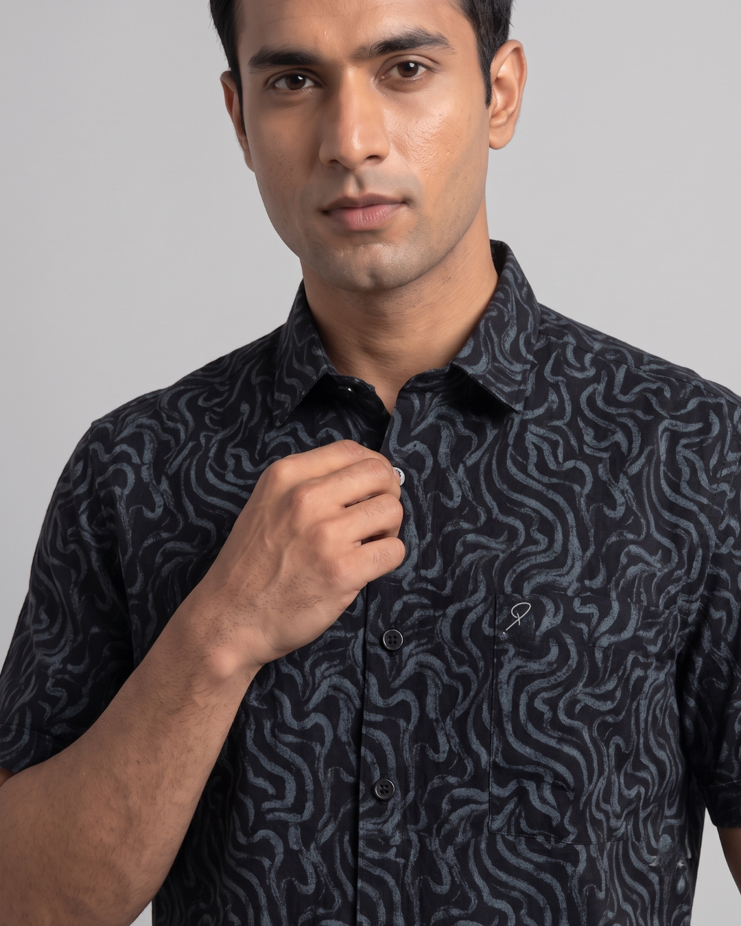 Men’s Black Half-Sleeve Casual Shirt
