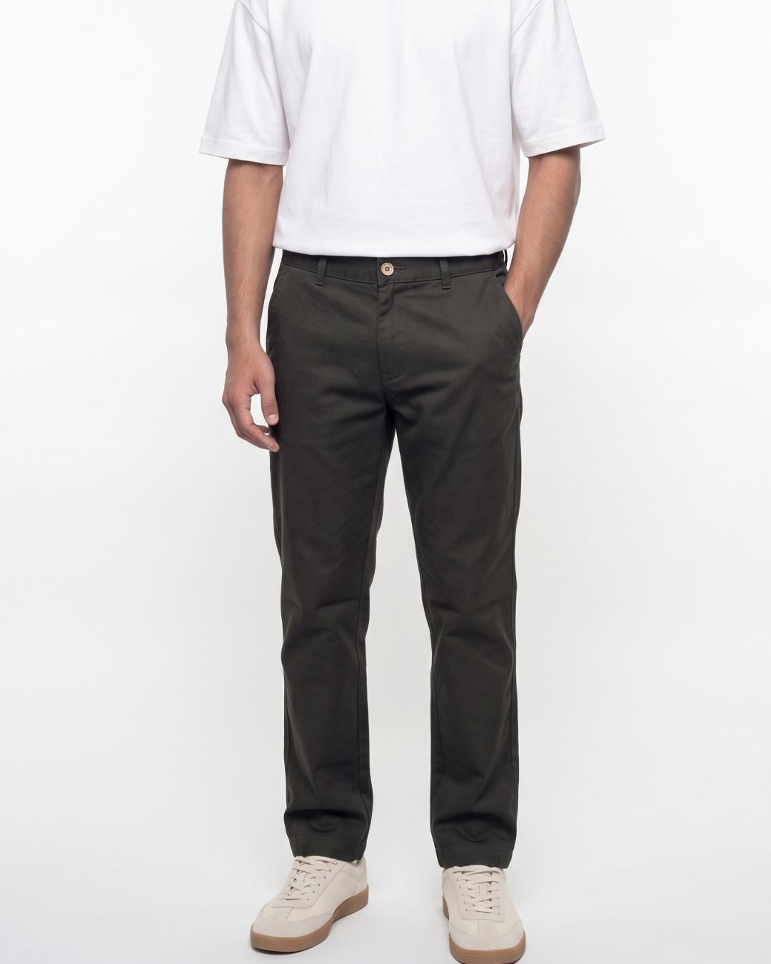 Men’s Olive Green Solid Smart Fit Trousers