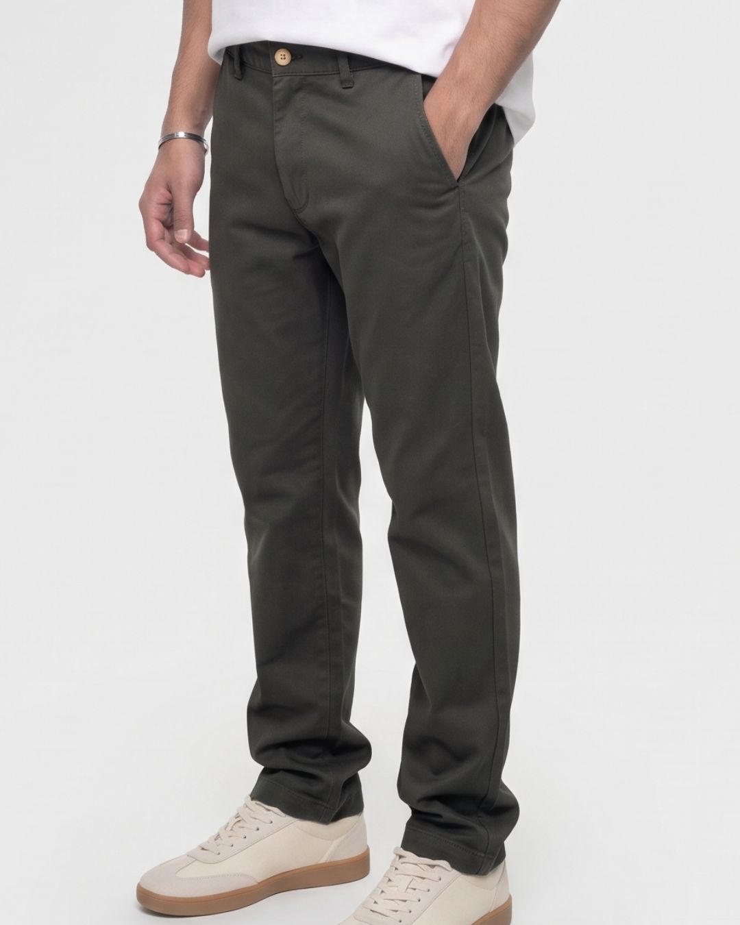 Men’s Olive Green Solid Smart Fit Trousers
