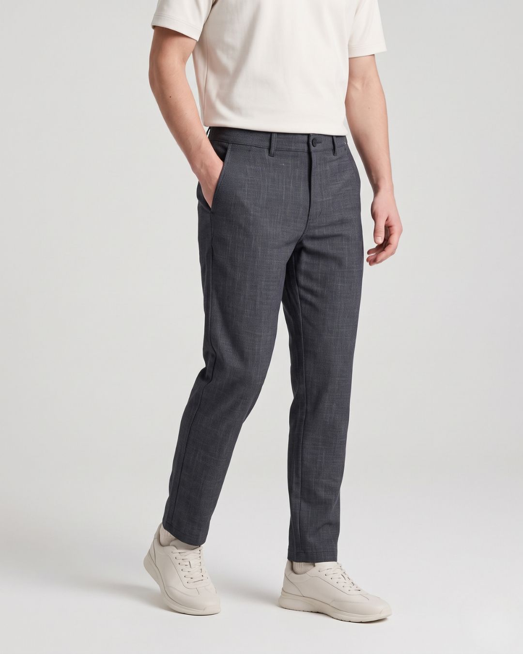 Men’s Black Textured Smart Fit Trousers