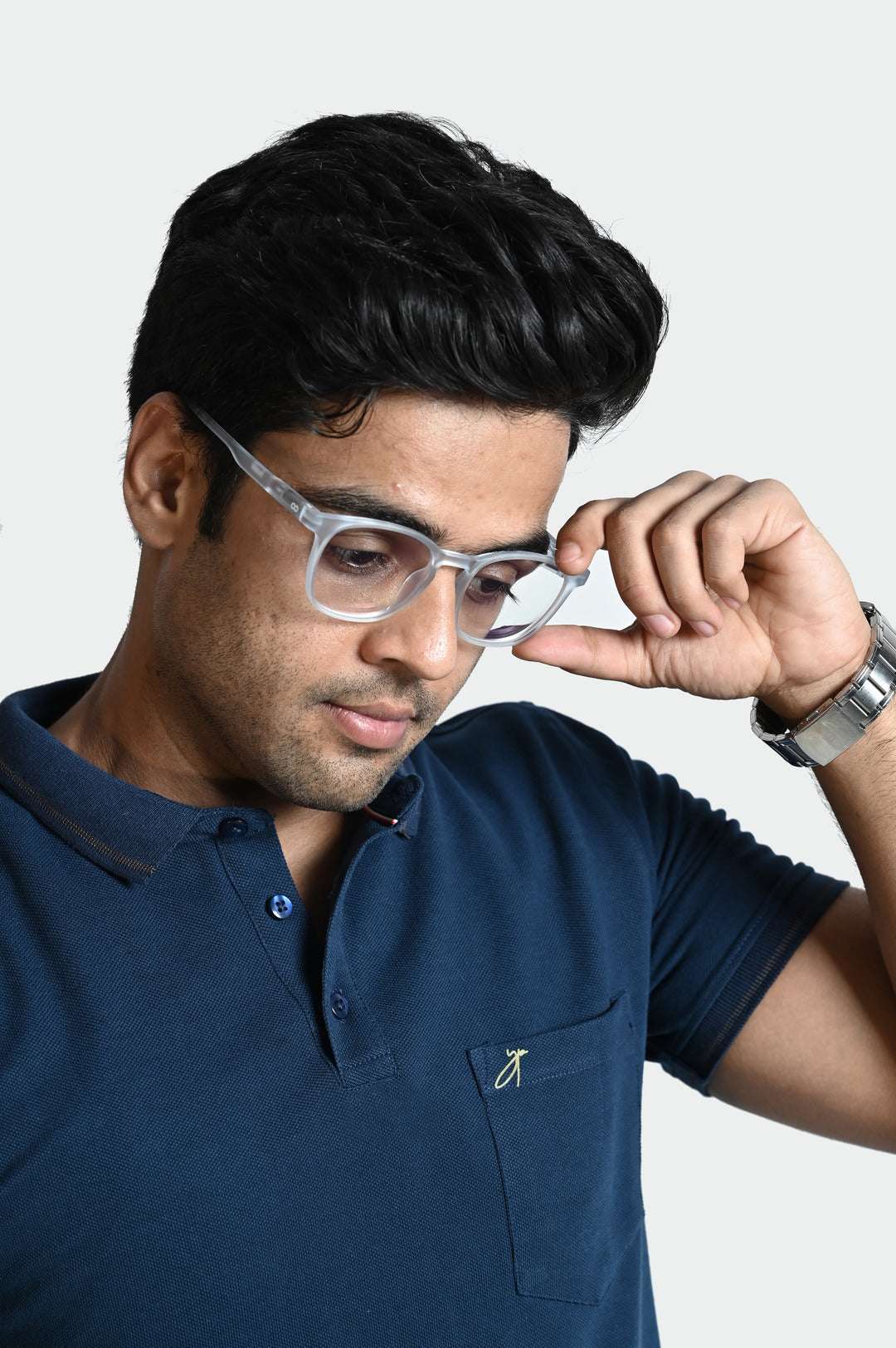 Blue Pique Plain Tee