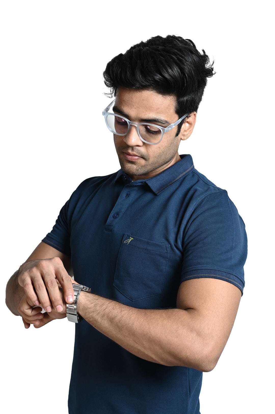 Blue Pique Plain Tee