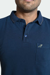 Blue Pique Plain Tee
