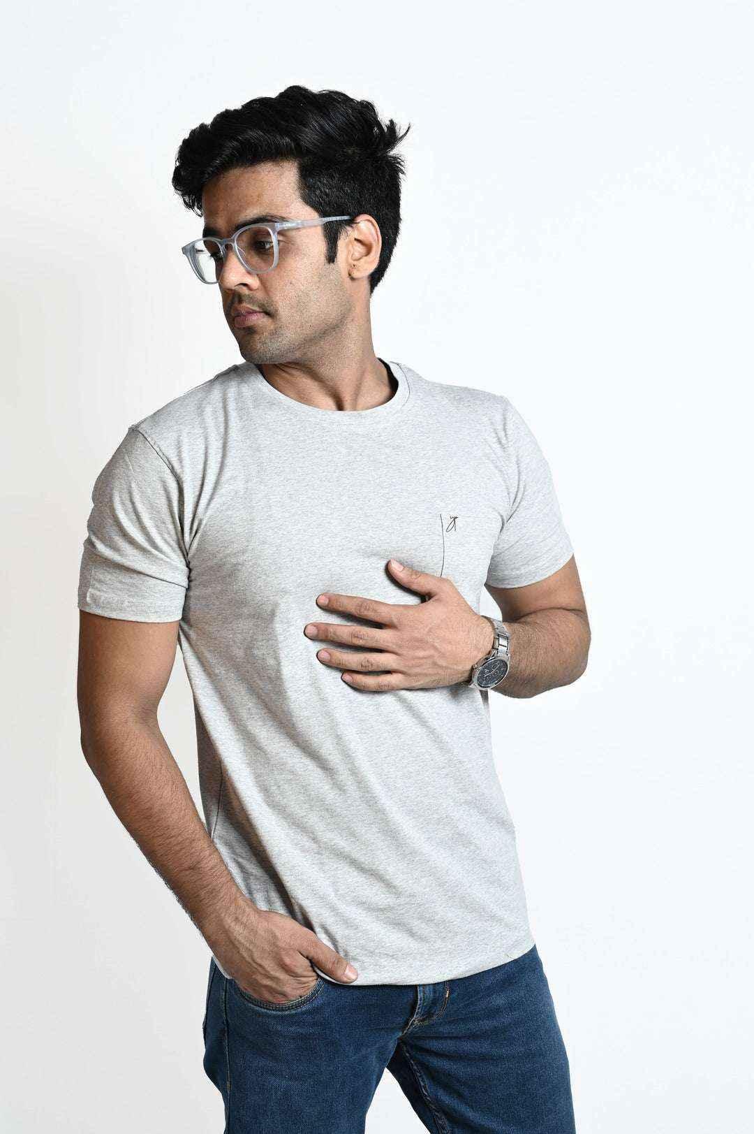 Dark Grey Melange Plain Tee