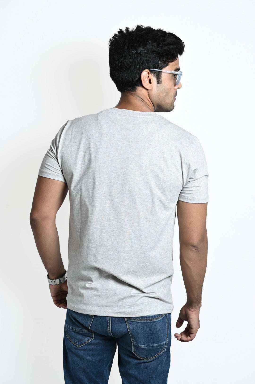 Dark Grey Melange Plain Tee