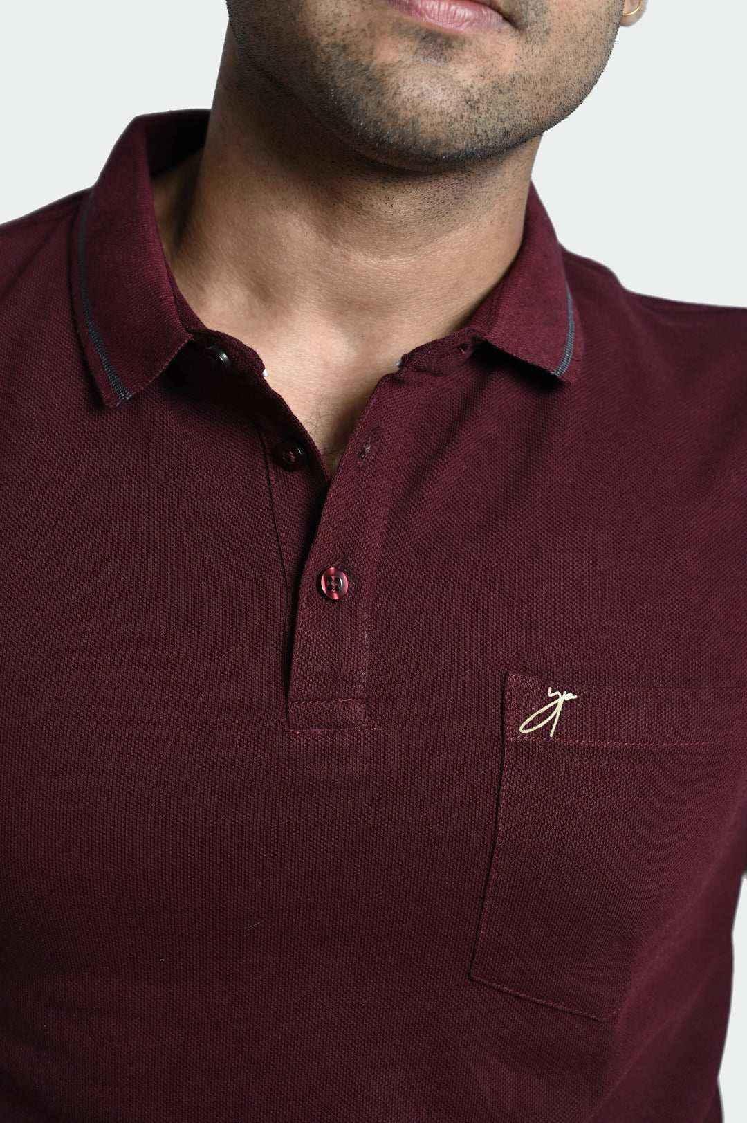 Maroon Pique Plain Tee