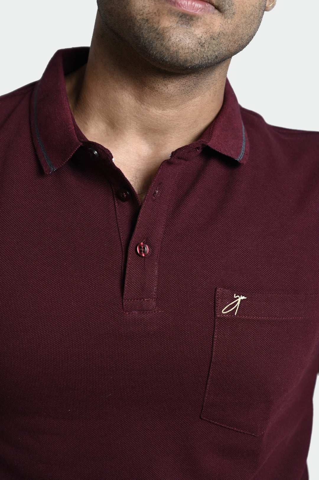 Maroon Pique Plain Tee