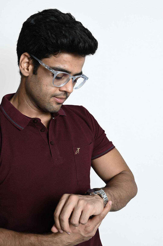 Maroon Pique Plain Tee