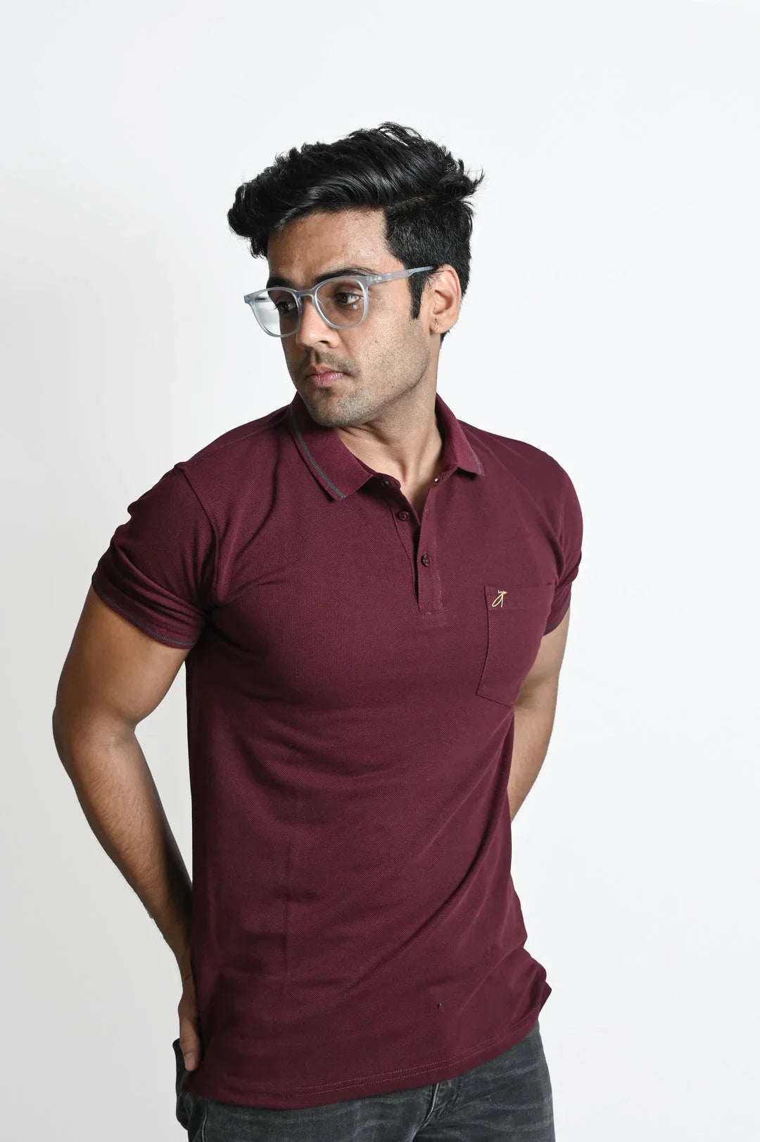 Maroon Pique Plain Tee