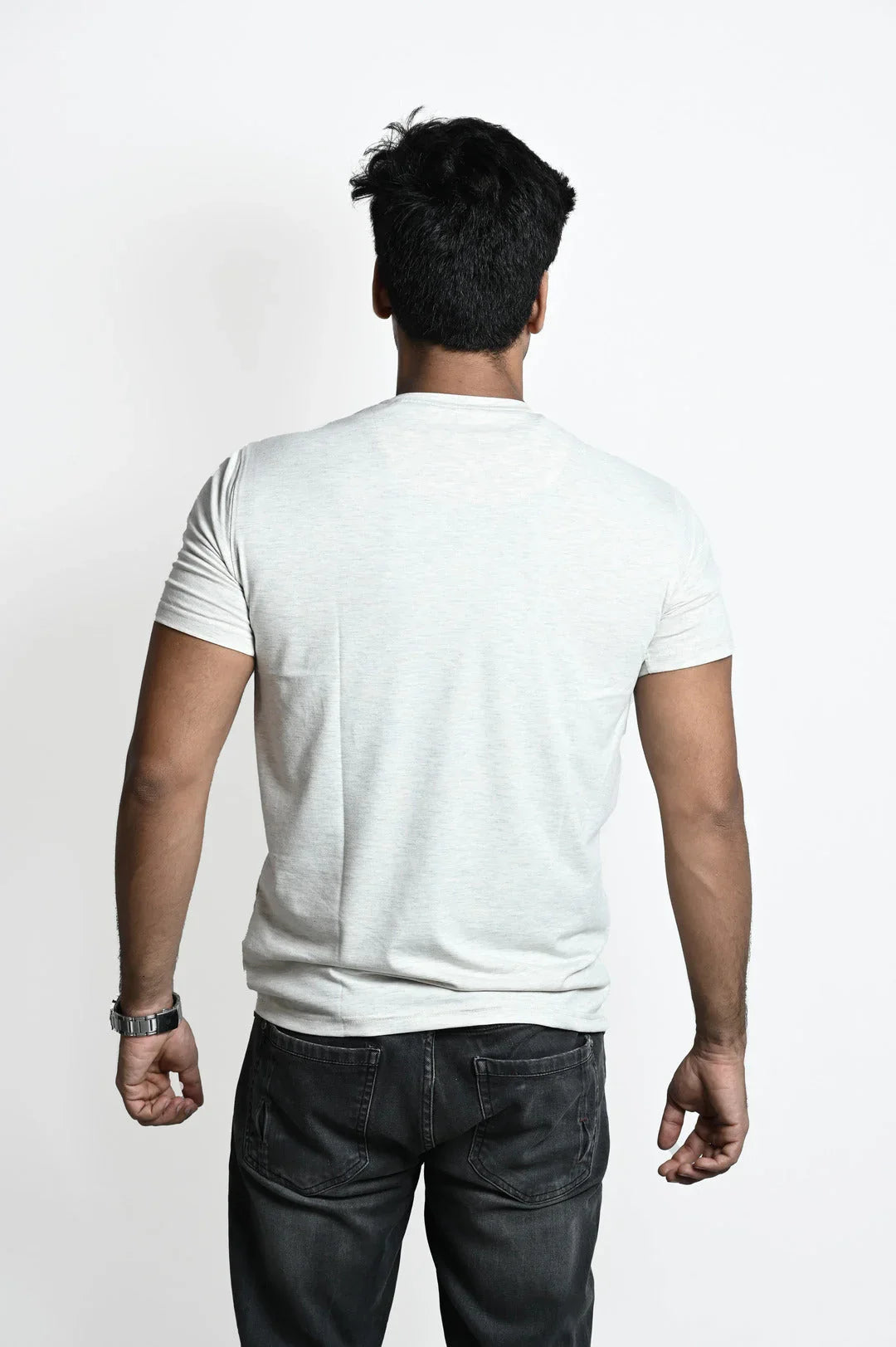 Grey Mel. Black Patch Tee