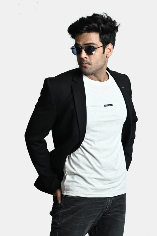 Grey Mel. Black Patch Tee