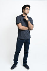 Men’s Navy Blue Textured Polo T-Shirt