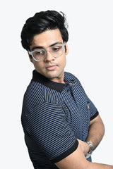 Men’s Navy Blue Textured Polo T-Shirt