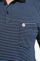 Men’s Navy Blue Textured Polo T-Shirt