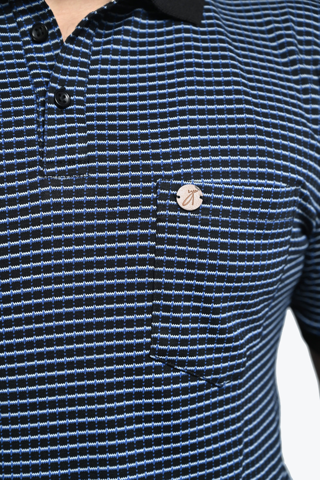 Men’s Navy Blue Textured Polo T-Shirt